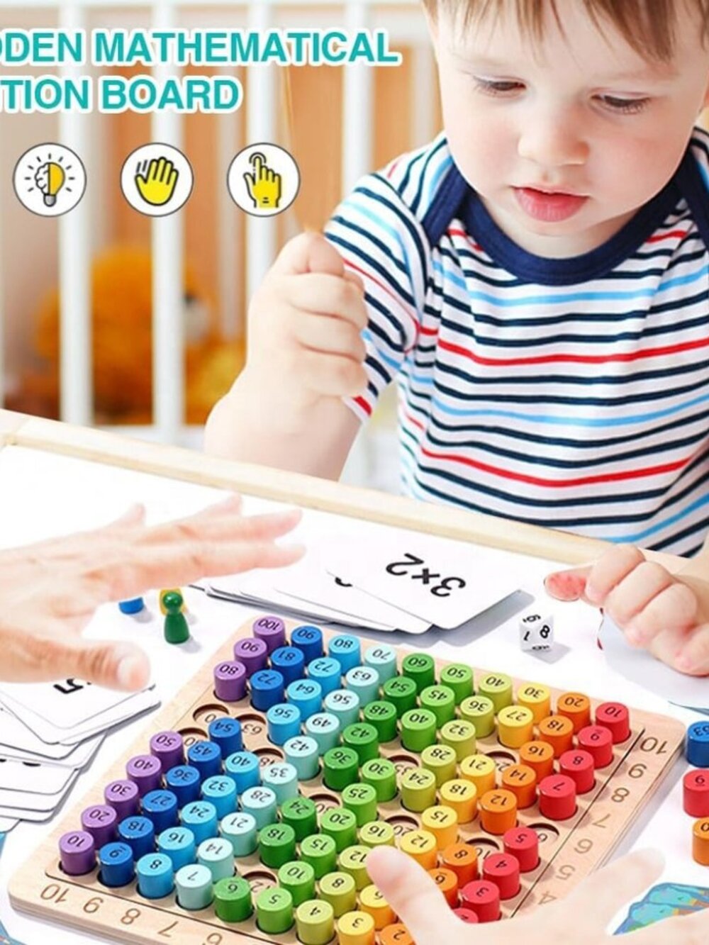 Montessori Multiplication Table Board, Wooden Math Game Kids(1 Pack)